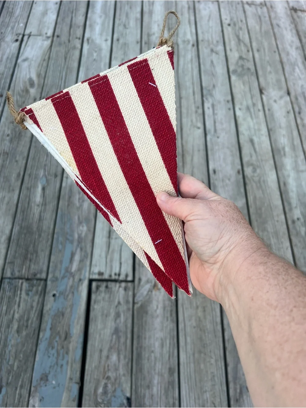 Blue Star Burlap Pennant Banner - Rustic Home Accent - Picture 2 of 4